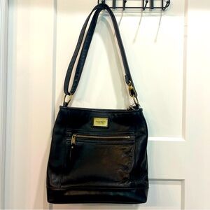 Vintage Black Leather Tignanello‎ Crossbody/Shoulder Bag